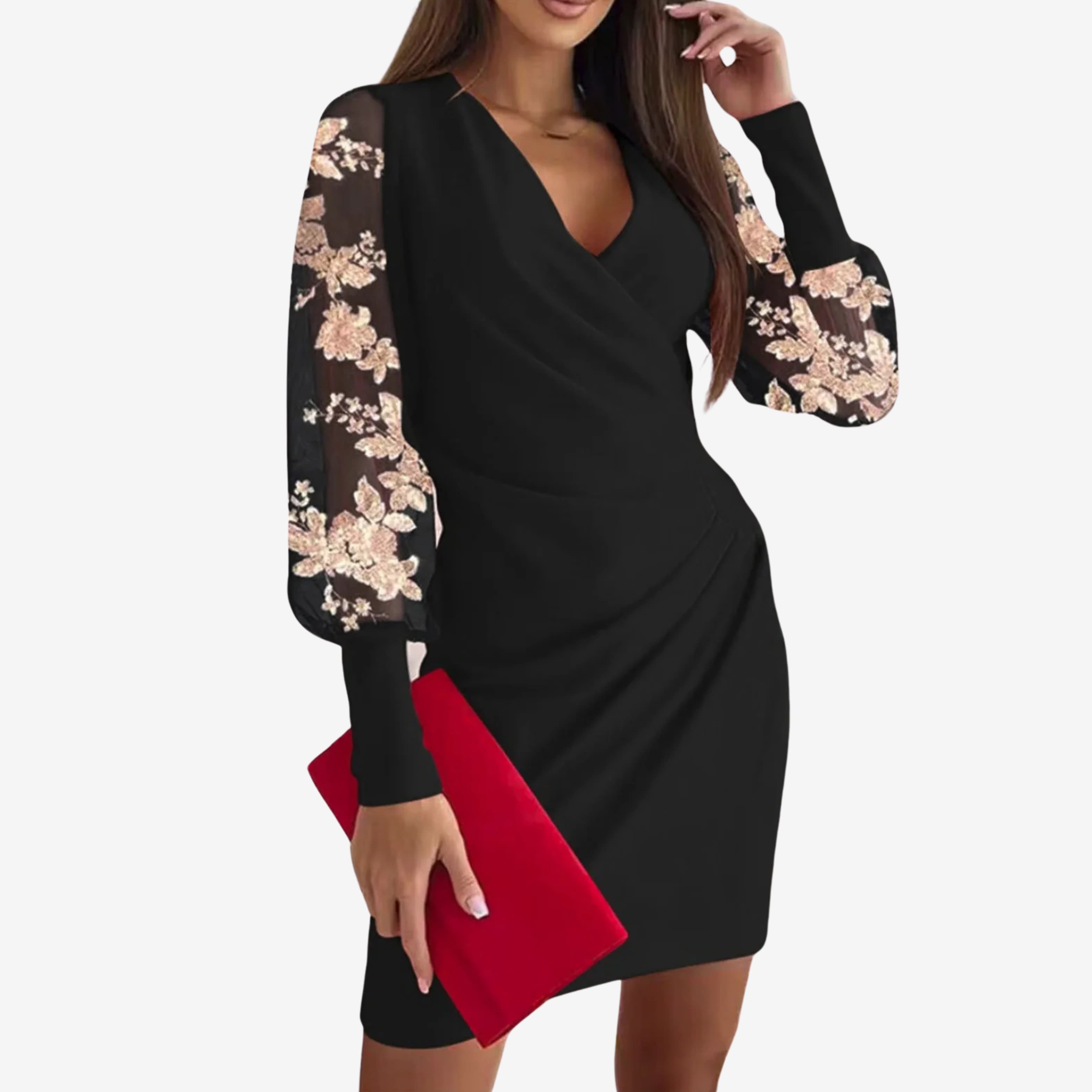Black (floral sleeve) / 2XL